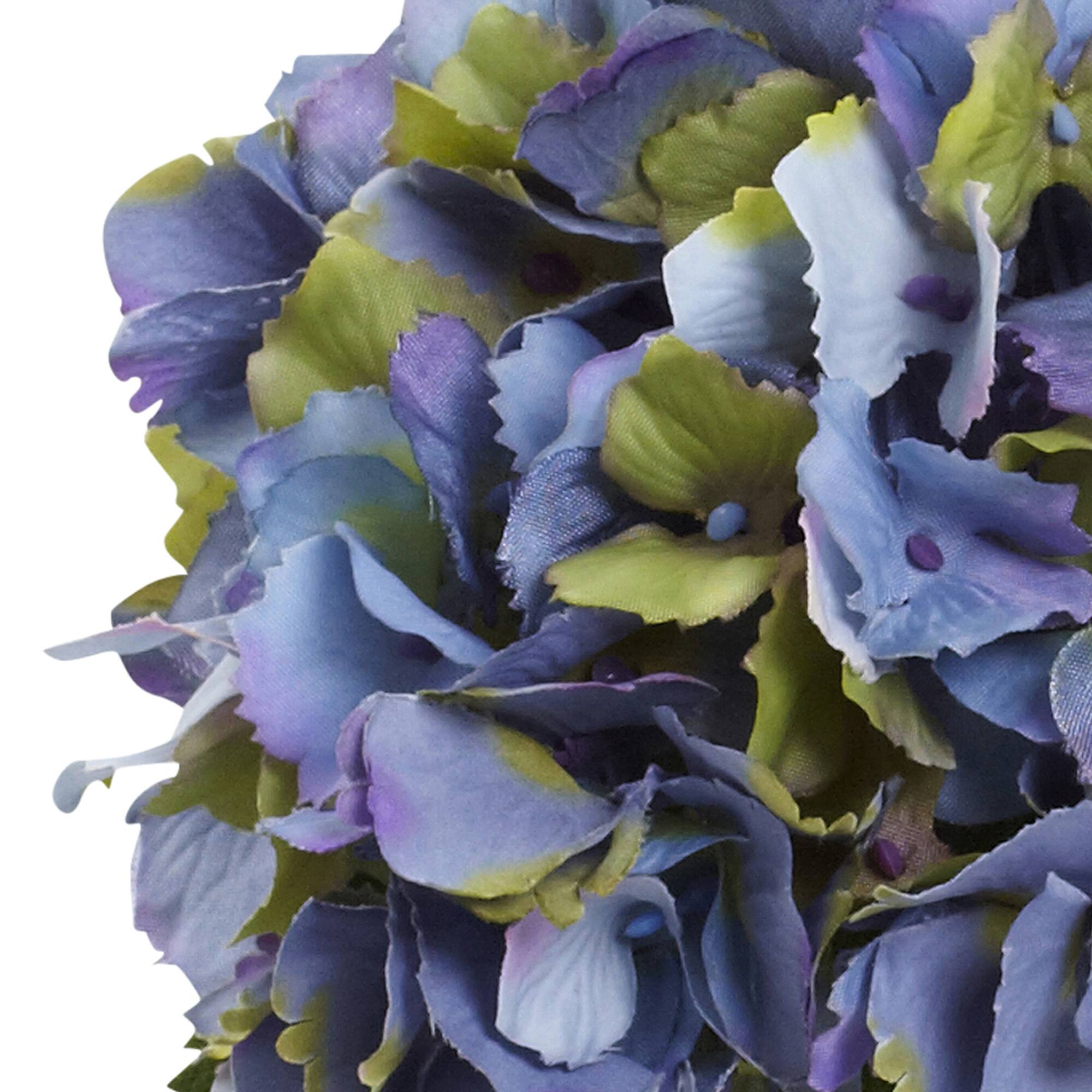 8.5" Blue Blooming Hydrangea in Glass Vase